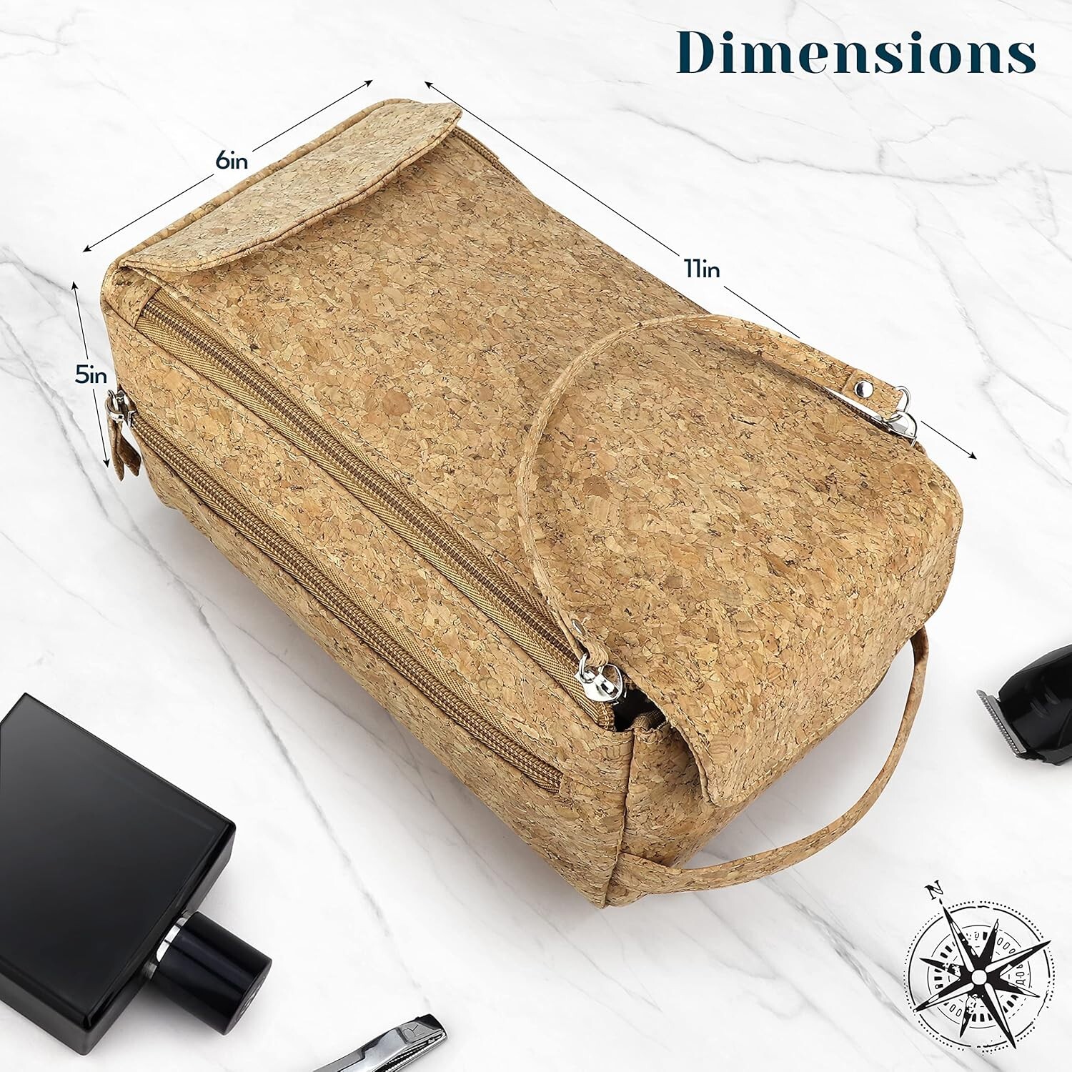 Denali Premium Cork Leather Compact Toiletry Bag.. Kit for Men..B3 – 1