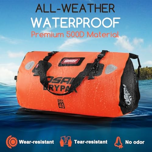 Waterproof Duffel Bag – Motorcycle Dry Bag Tail Bag with Large 40L Orange
