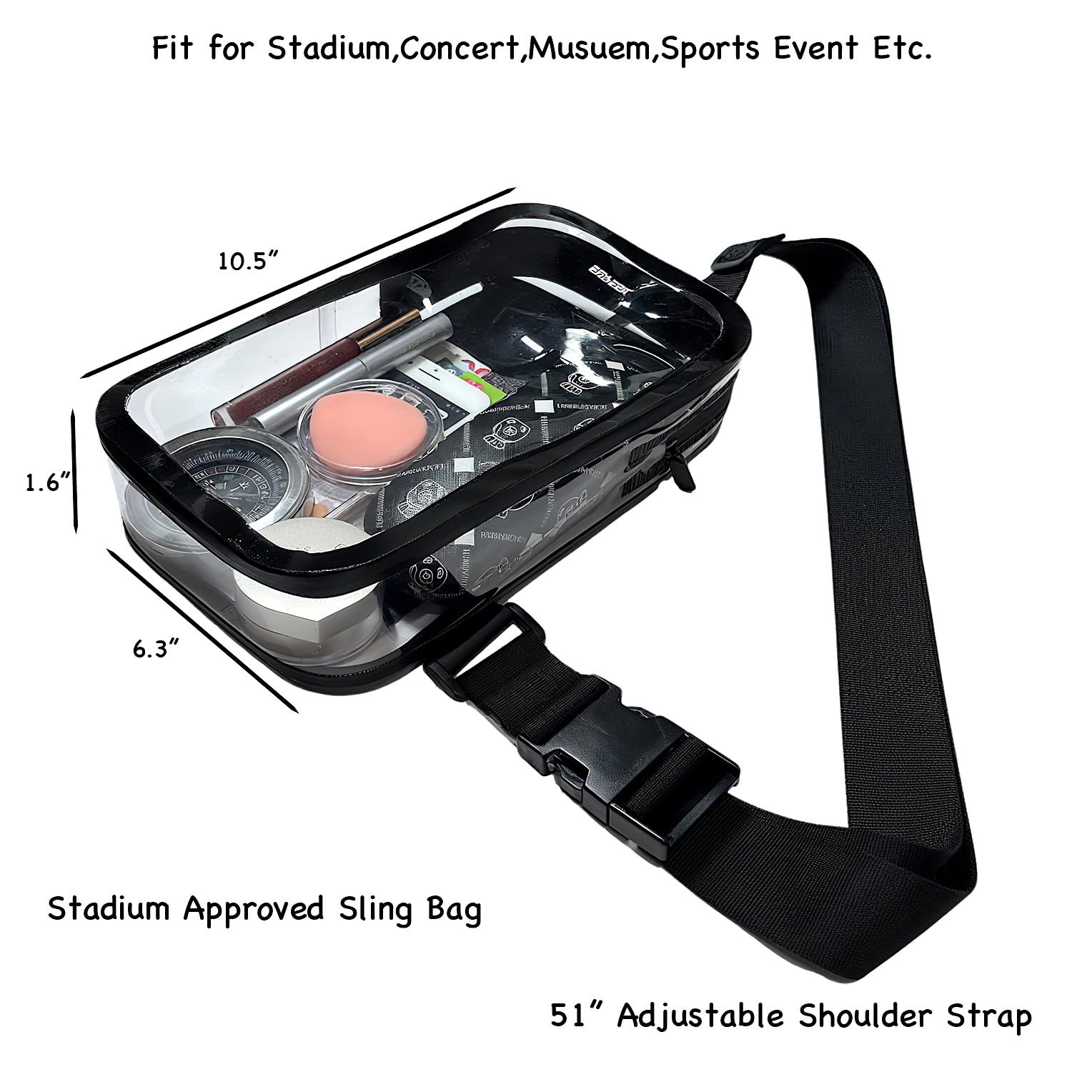 Stadium Approved Clear Bag Shoulder Crossbody bag Sling Chest Purse for Conce…