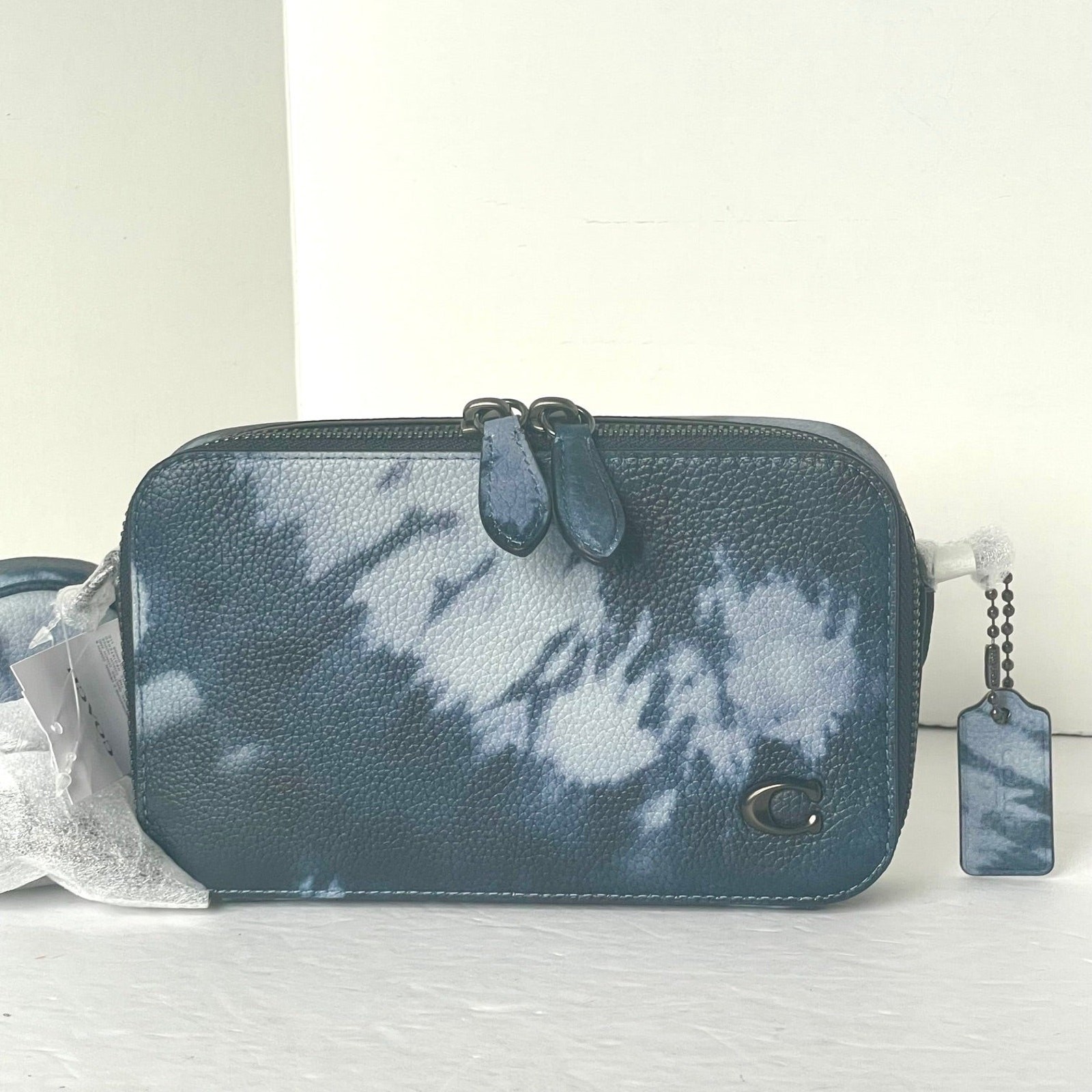 Coach Charter Slim Crossbody CU208 Blue Tie Dye Leather Sling Bag