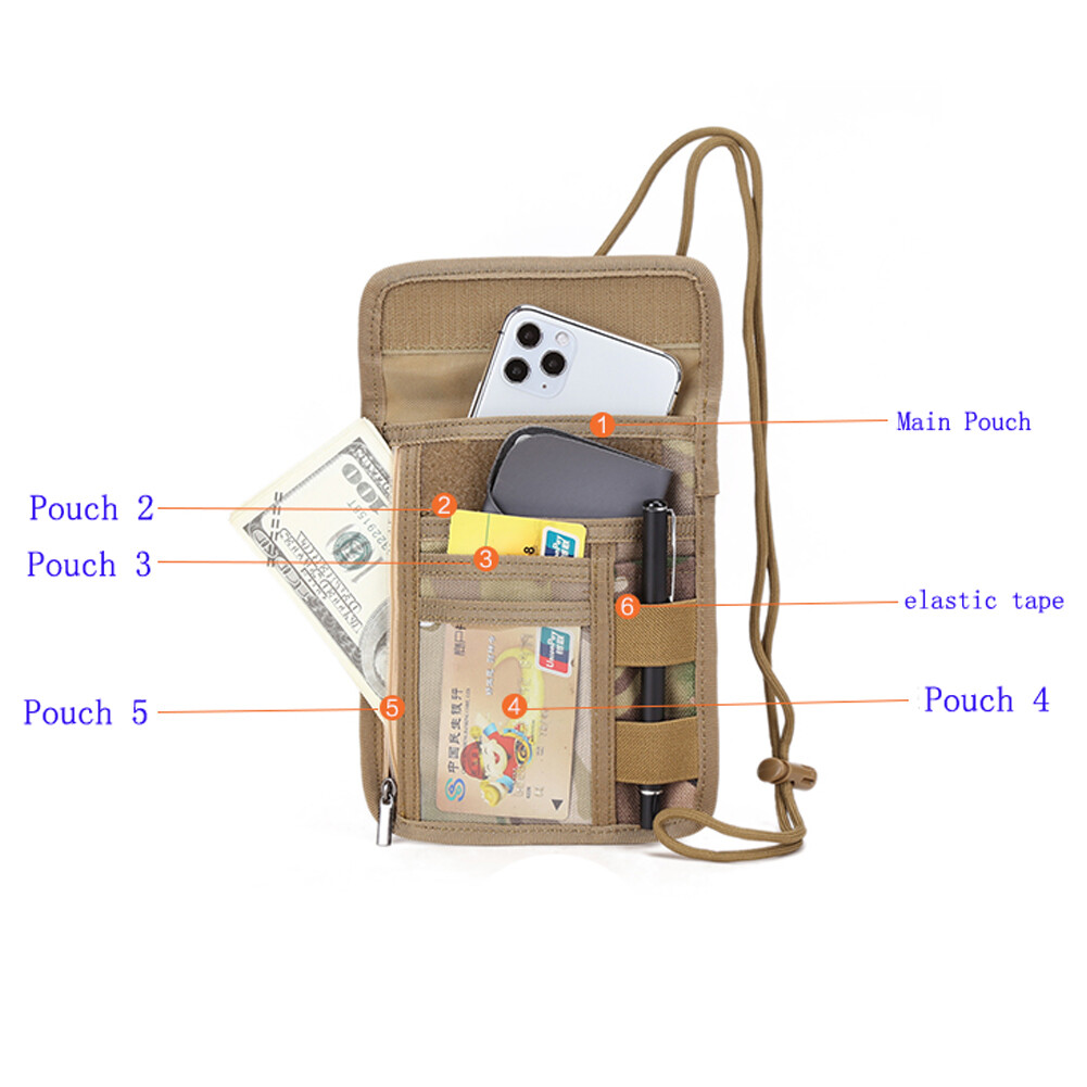 Tactical ID Card Holder Document Chest Hanging Mobile Phone Key Storage Bag US