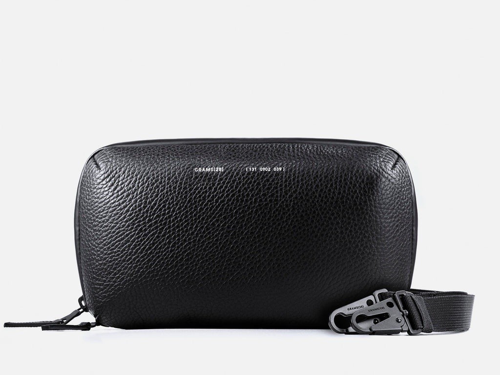Grams 28 Pebble Leather Essentials Tech Pouch 131 Crossbody Black