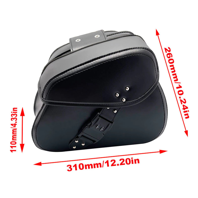Left Right Universal PU Leather Motorcycle Code Lock Saddlebag Side Tool Luggage