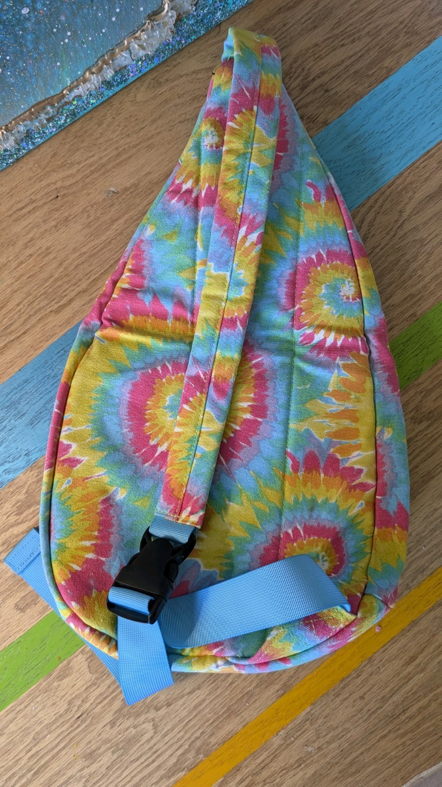 Tie-Dye Multicolor Sling Crossbody Bag, Medium, Zip Closure, Pocketed