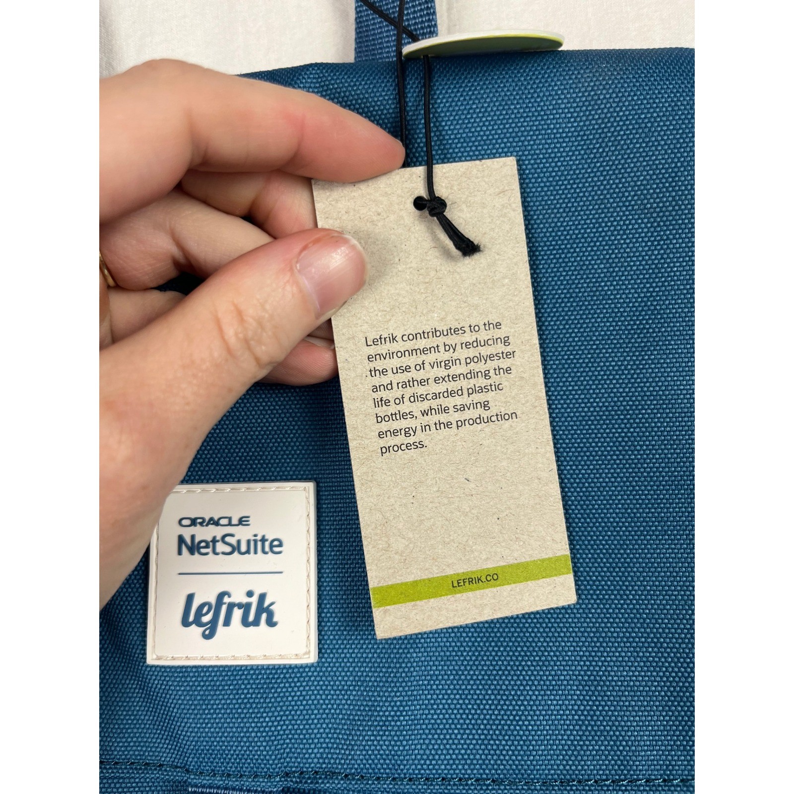 Lefrik Oracle NetSuite Scout Backpack Teal Blue Recycled Polyester Bag NWT