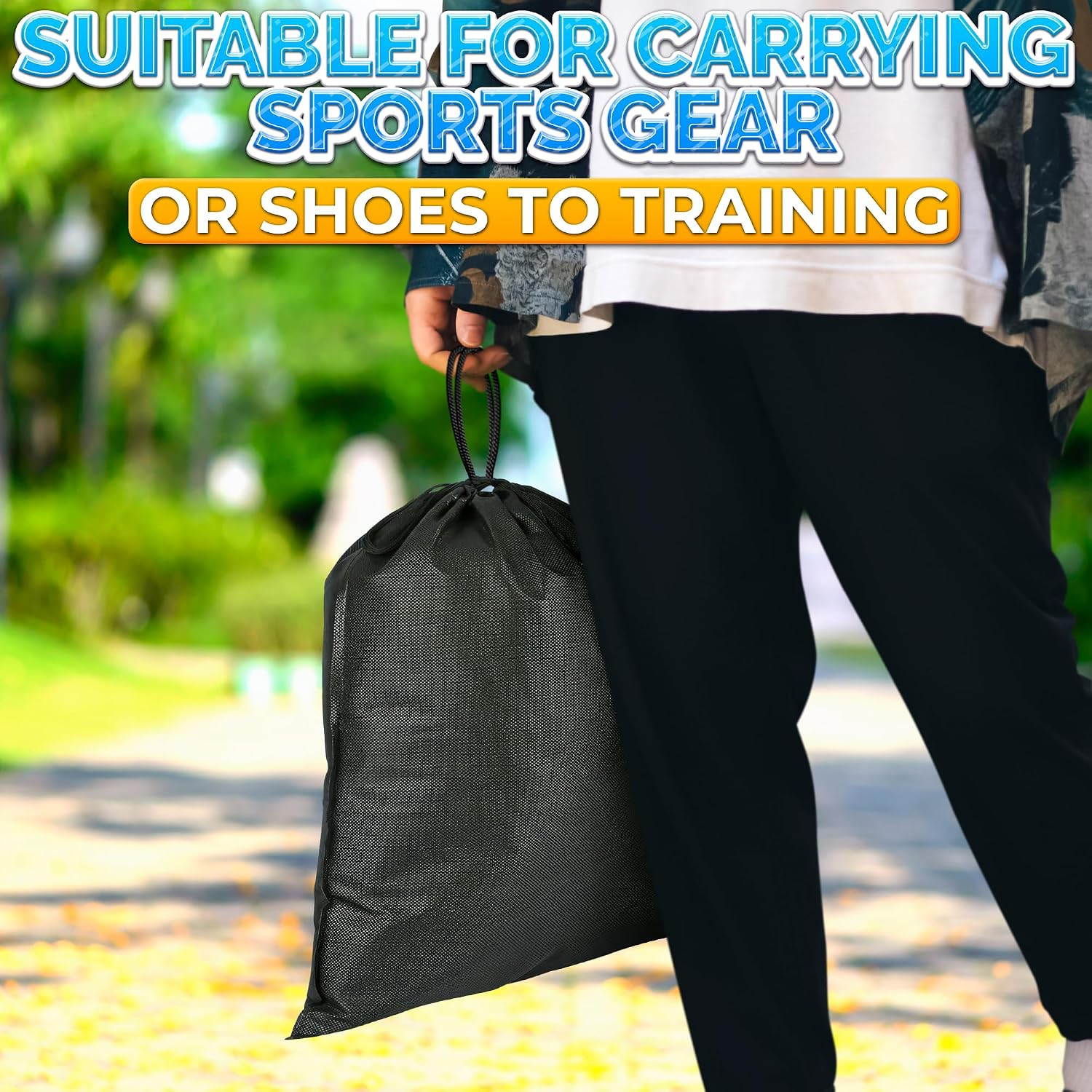10 Pack Travel Shoe Backpack Set – Non-Mesh Solid 11.8″x15.75″ Waterproof Drawst
