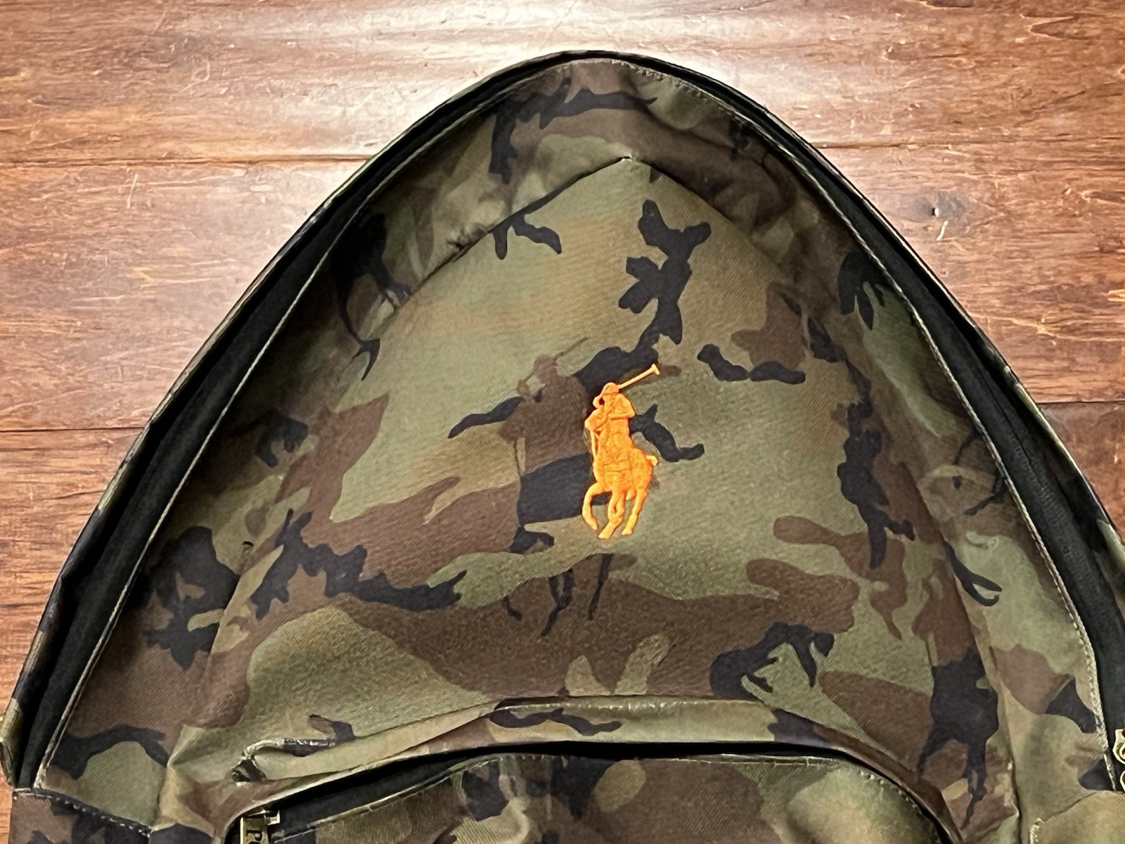 Polo Ralph Lauren Green Black Orange Big Pony Zip Pocket Camo Computer Backpack