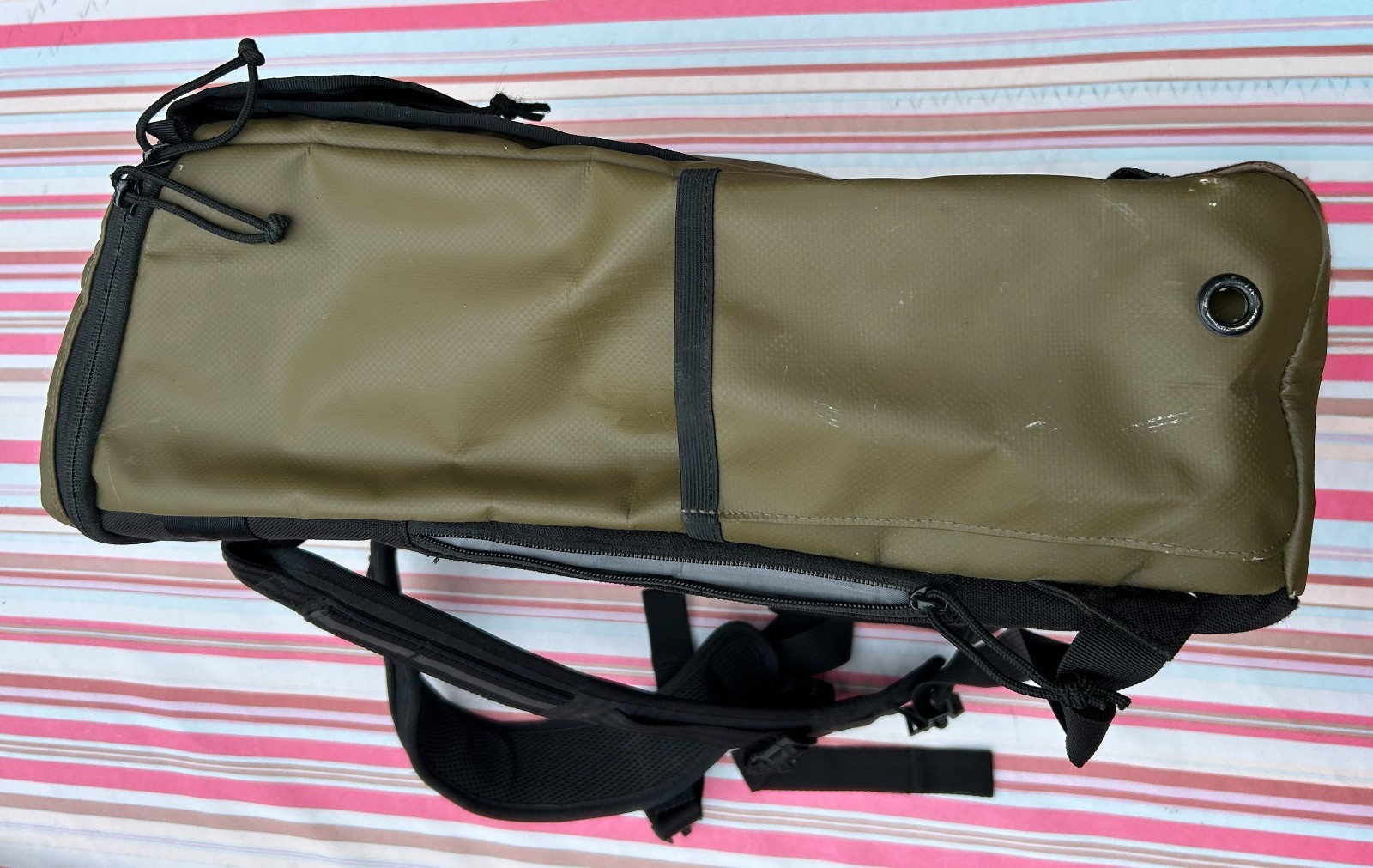 READ Chrome Assault Series Green Olive Water Resistant Backpack Has wear.