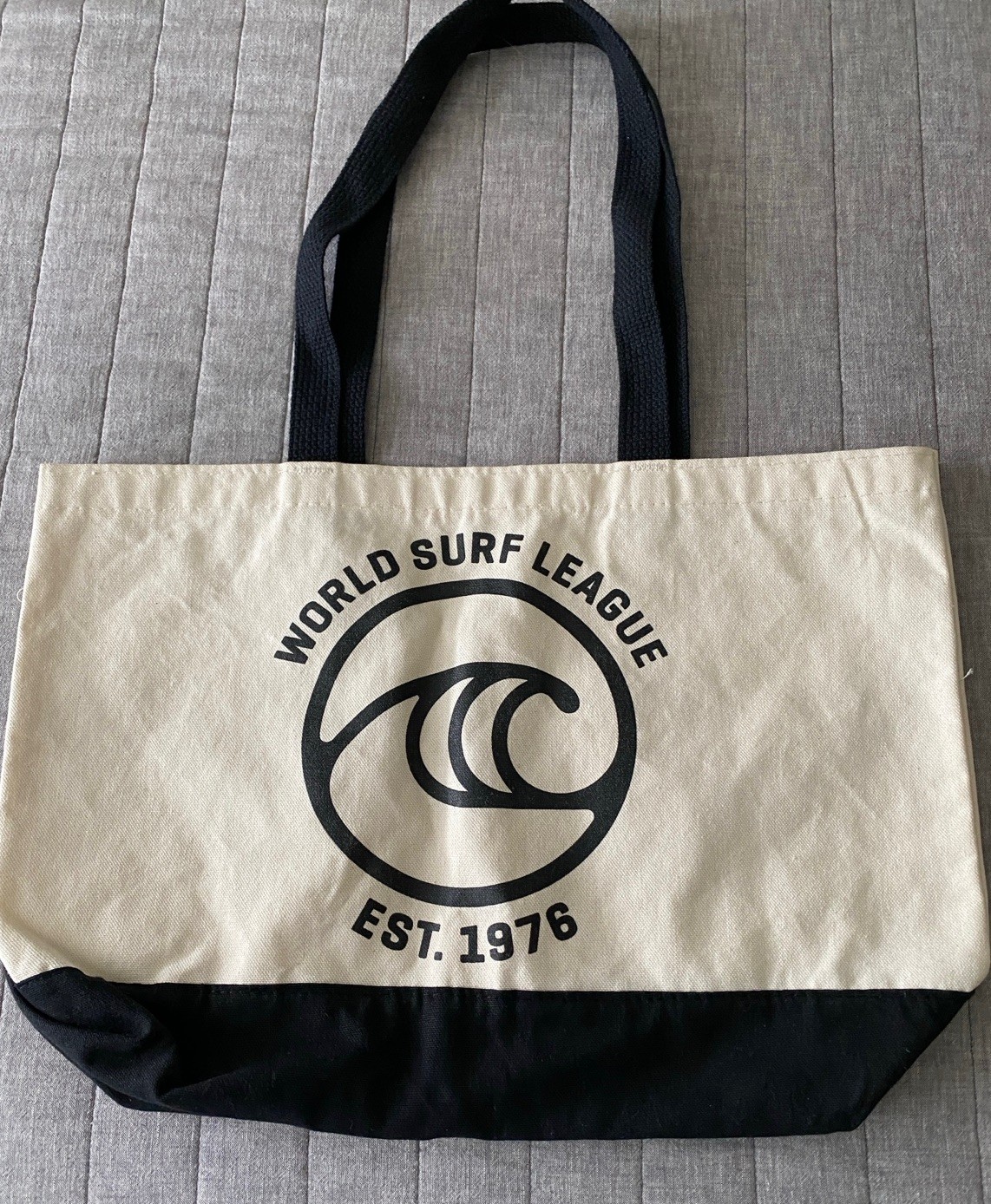 WSL WORLD SURF LEAGUE UNLINED CANVAS TOTE, GROCERY, GYM, BEACH, NWOT NEVER USED