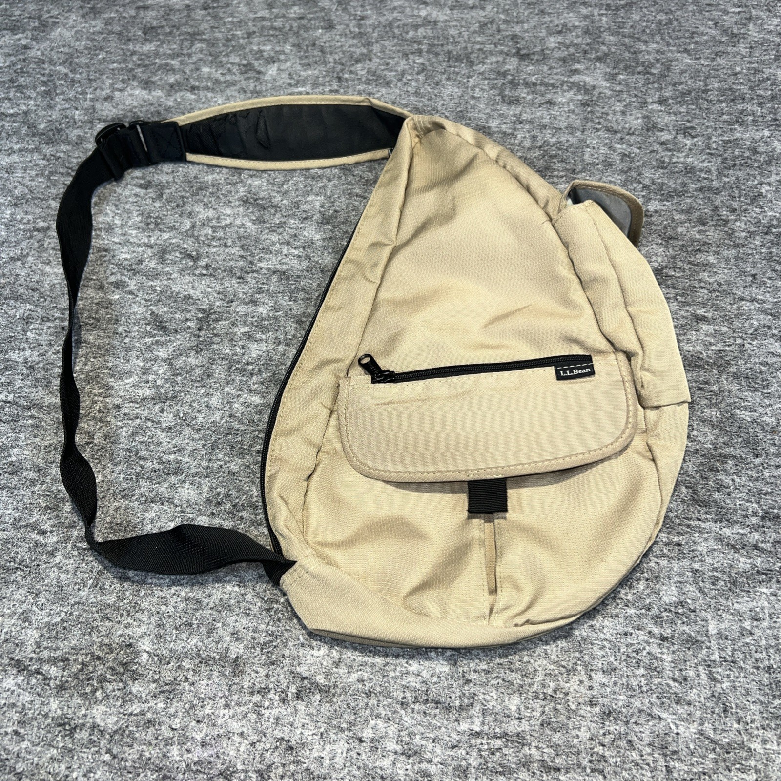 Vintage L.L. Bean Sling Bag USA Made Khaki Crossbody Hiking Daypack