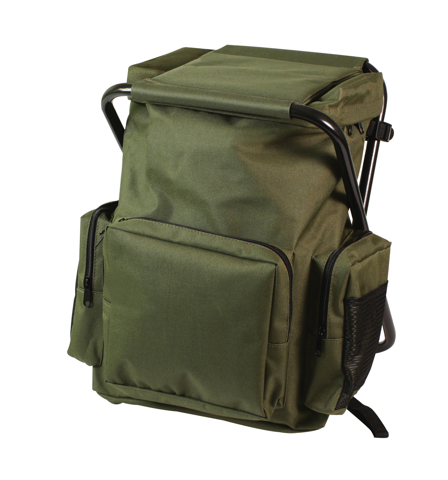 Backpack and Stool Combo Pack -Turns into Stool – Rucksack, Daypack – Camo, OD