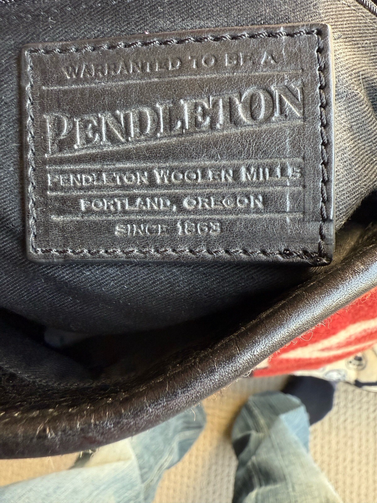 EUC Pendelton SMALL RED INDIAN PRINT Backpack Multicolor WOOL AND LEATHER 11 X10