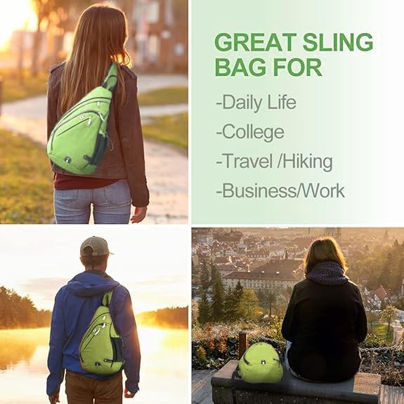 INOXTO Sling Bag, Multipurpose Crossbody 19.5*12.5*3 inch, Fruit Green