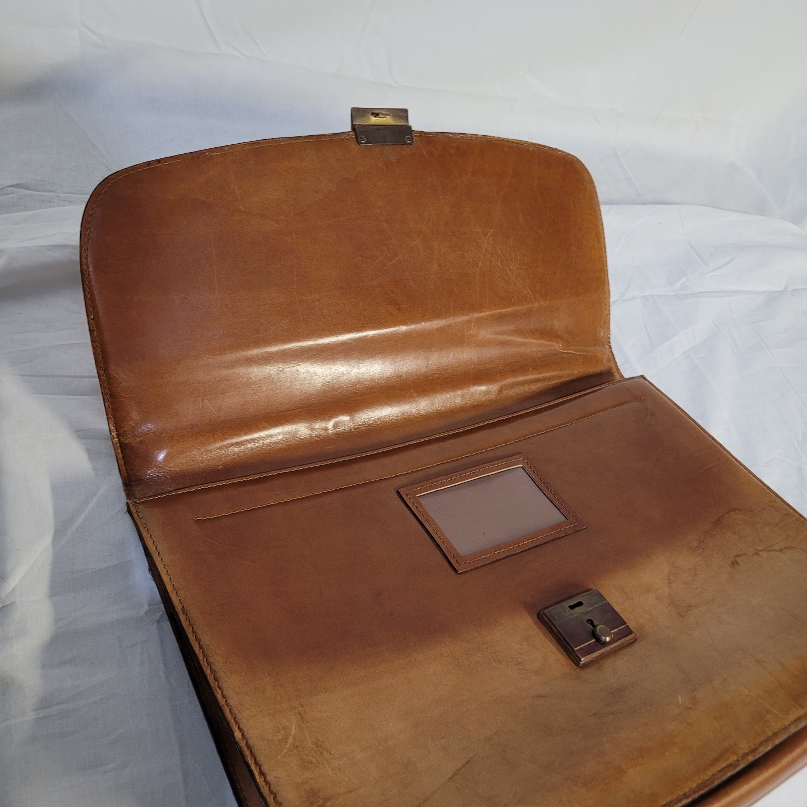 Schlesinger Brown Saddle Leather Briefcase Attaché