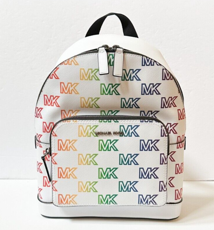 MICHAEL KORS UNISEX COOPER COMMUTER SLING BAG BACKPACK MK RAINBOW OPTIC WHITE
