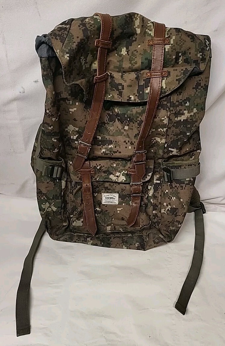 Kaukko Backpack Laptop Travel Bag Canvas Army Camoflauge