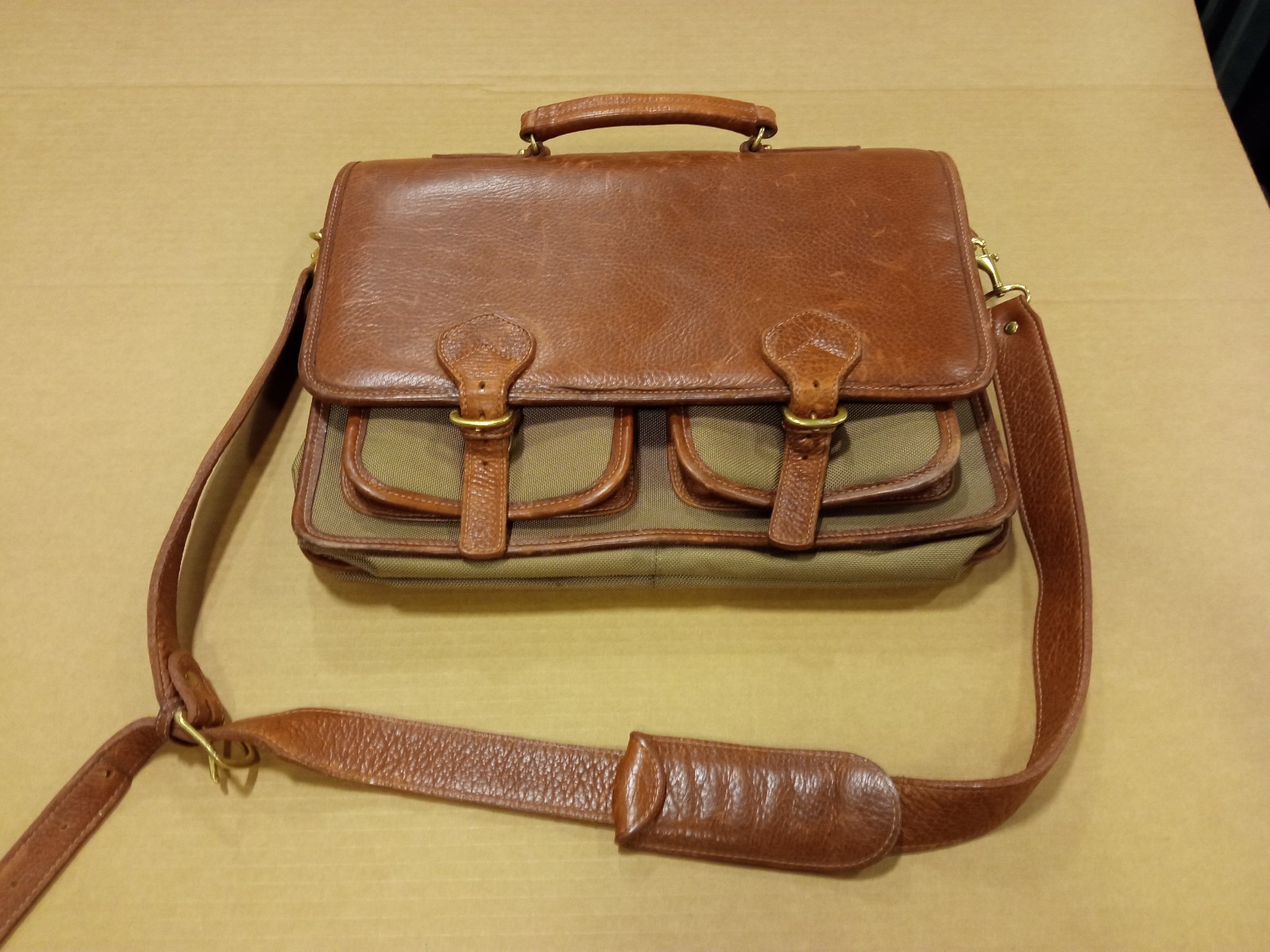 Premium Leather Briefcase/Laptop Bag – ASTON Conrad Double Compartment USA