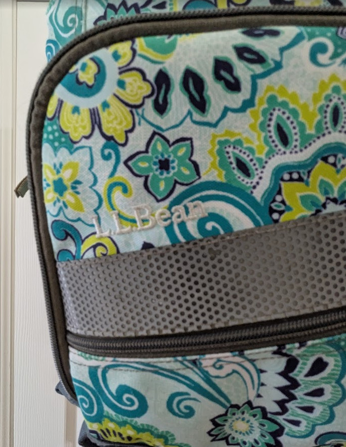 LL Bean Paisley Deluxe Backpack Aqua Kids Adult School RipStop Nylon Excellent!
