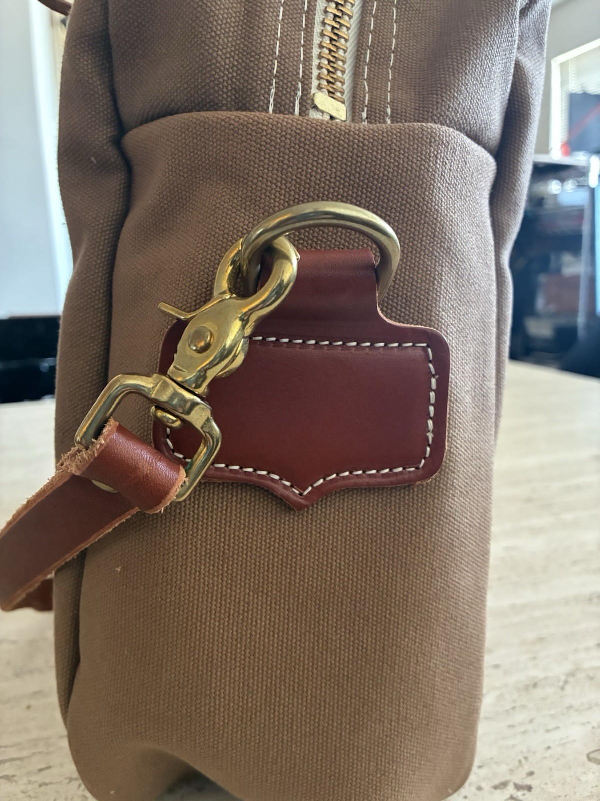 Schaefer Outfitters Tan Brown Men’s Briefcase Canvas Leather Like Filson