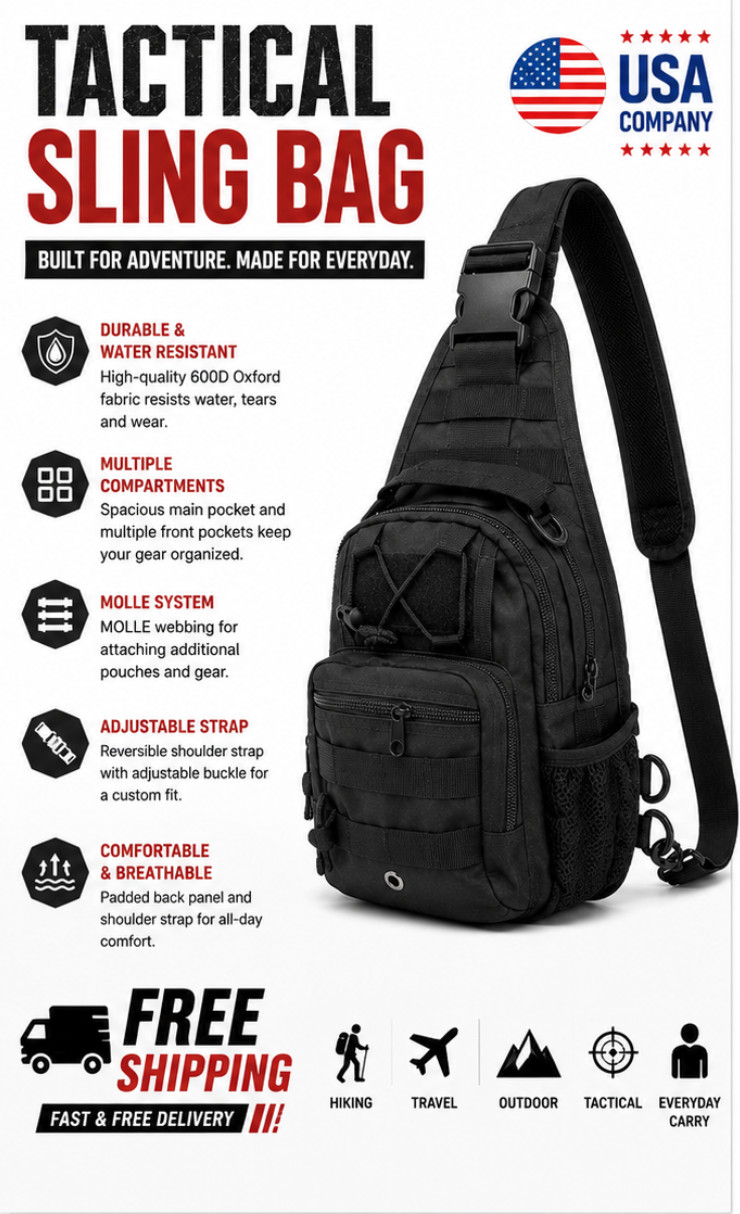 Men Backpack Tactical Sling Bag Chest Shoulder Fanny Pack Cross Body Molle Pouch