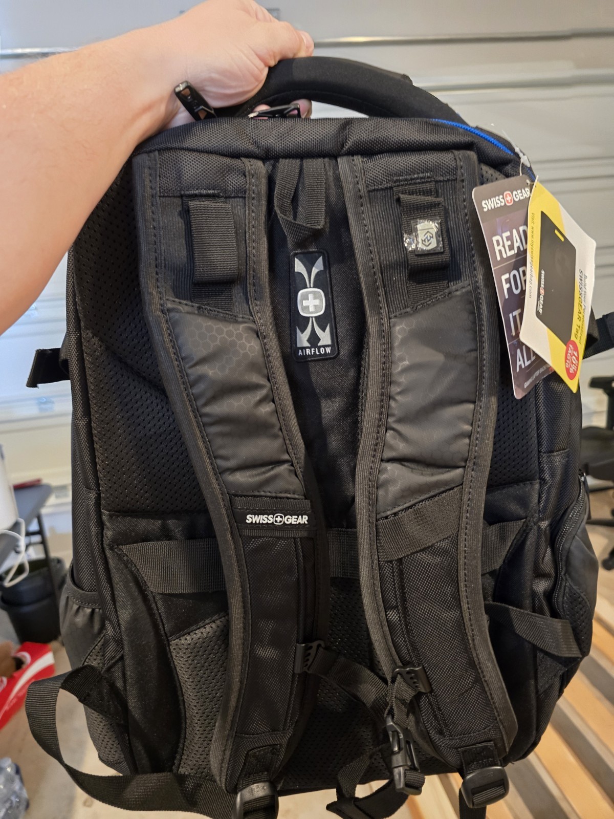 SWISSGEAR Airflow Gaming Laptop Backpack Black Padded Sleeve Pockets Large
