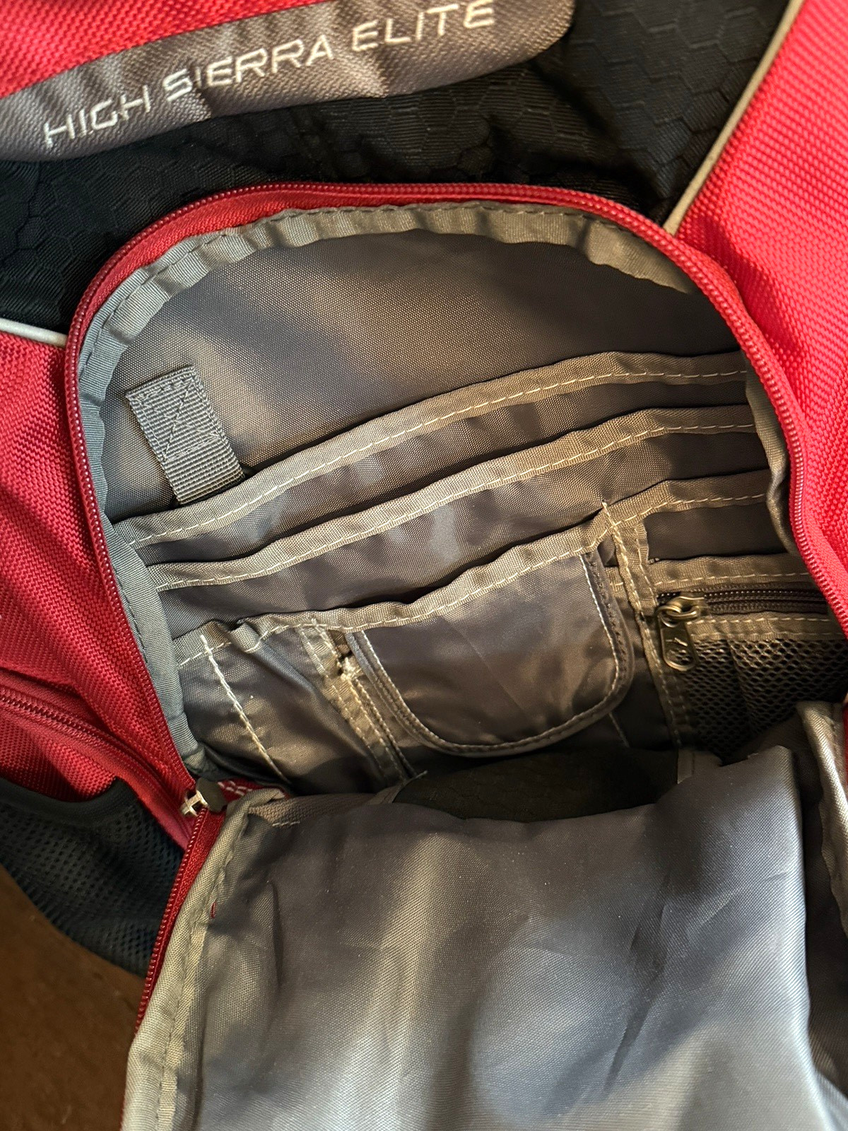 High Sierra Elite 17″ Laptop Backpack Business Travel Tech Bag Red/Gray Black