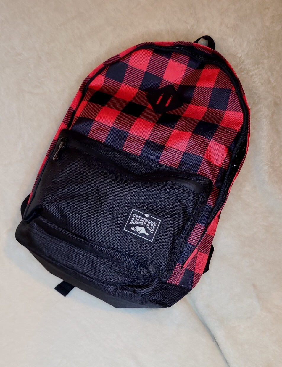 Roots Canada Feather-Weight Buffalo Plaid Backpack Water Resistant New With Tags