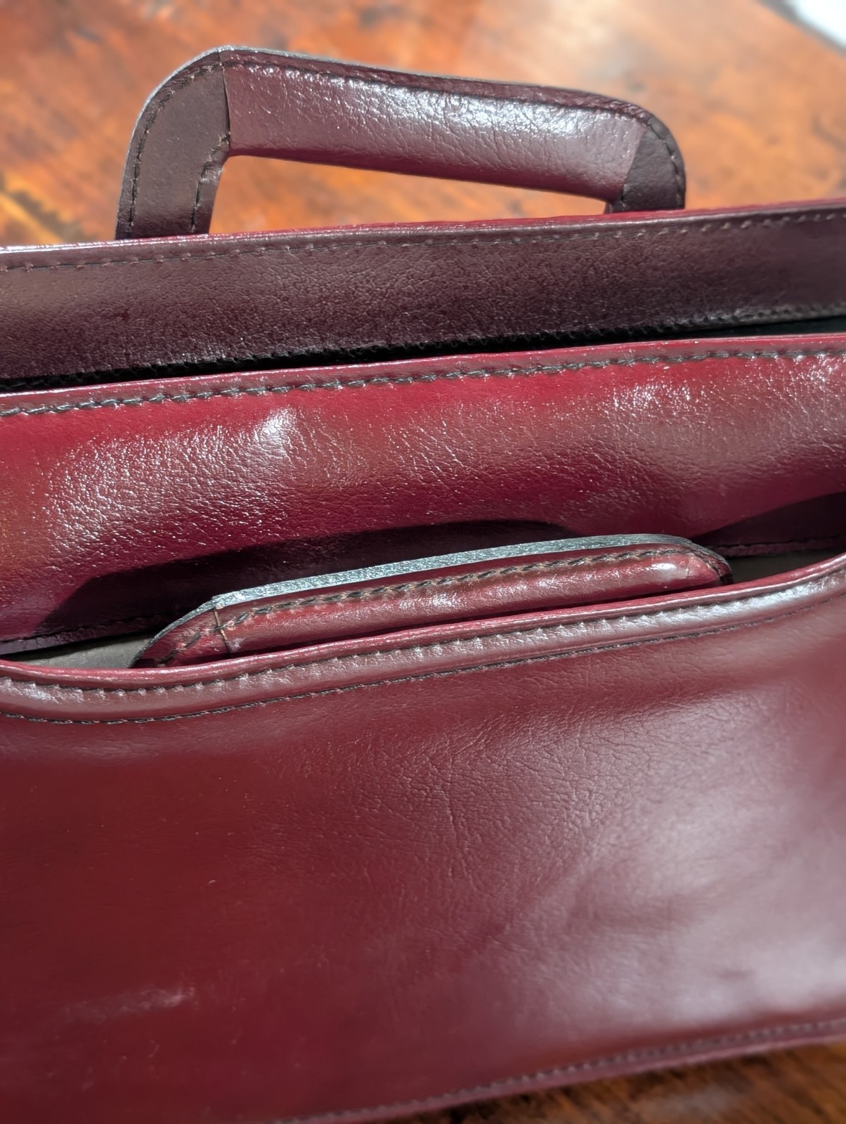 Vintage Top Grain Cowhide Leather Briefcase Burgundy Made In Romania