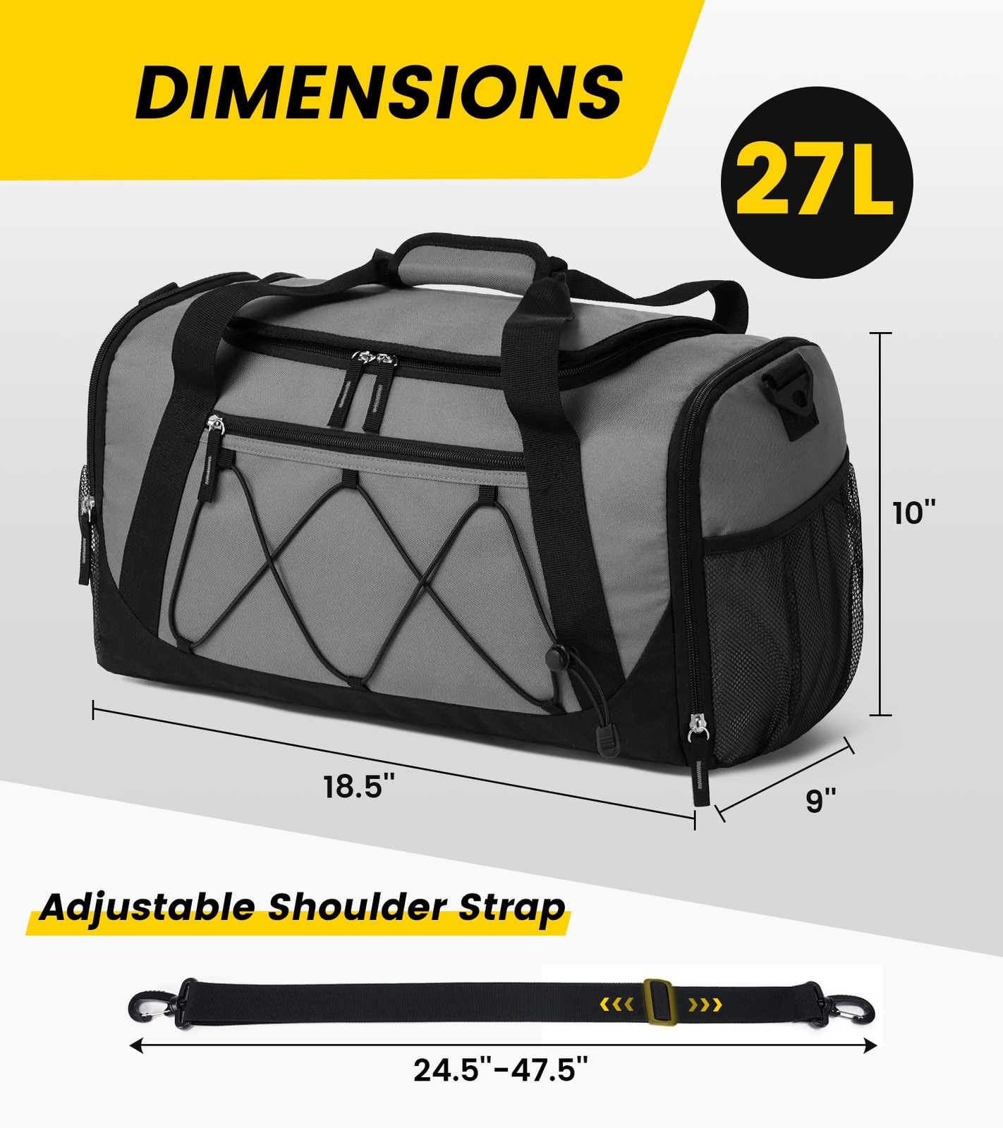 Vorspack Gym Bag for Men – 18 Inches Duffle Bag for Travel Duffel Bag with Sh…
