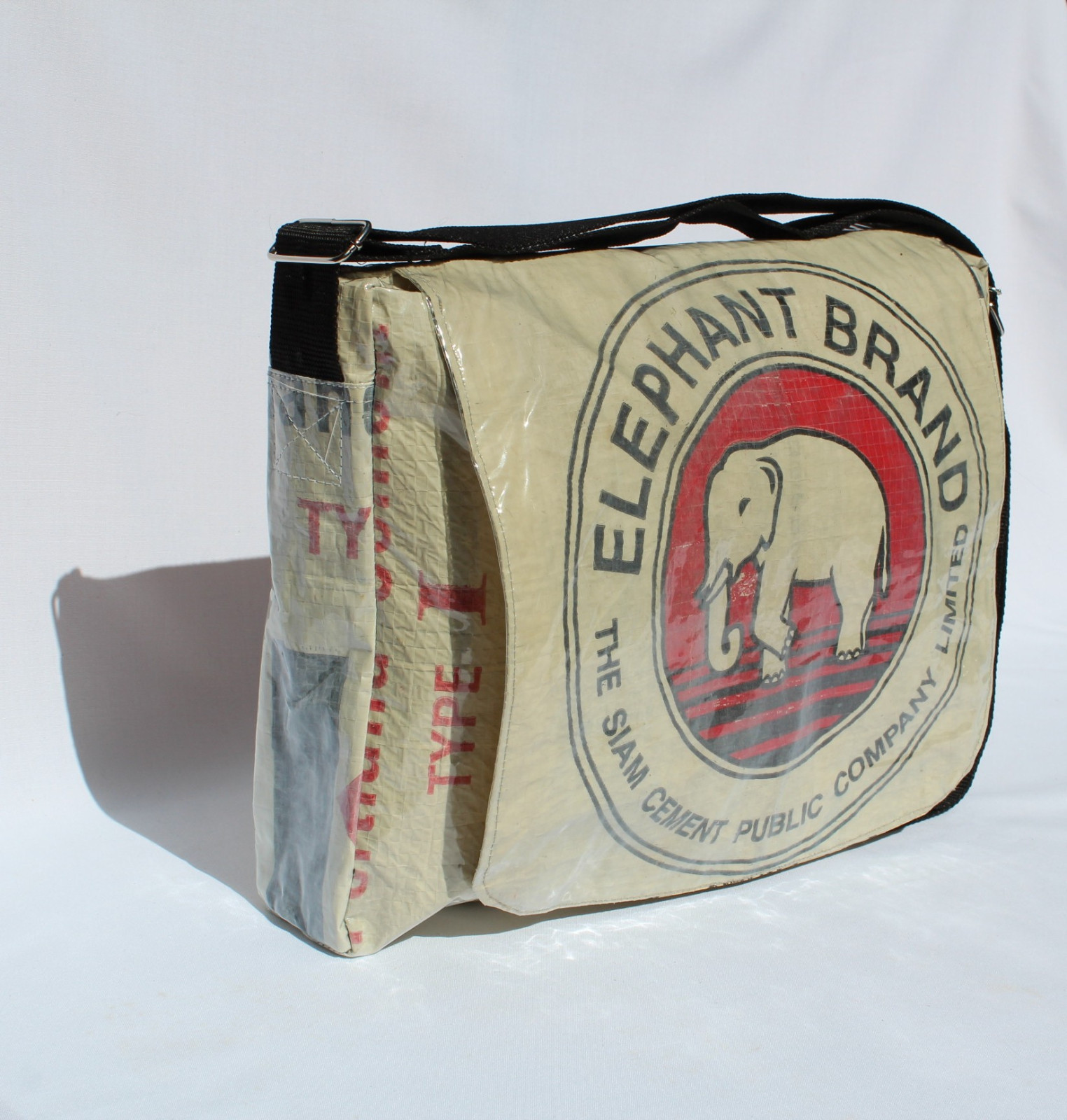 Elephant Brand Large Recycled Messenger Bags made from Cement Bags in Cambodia