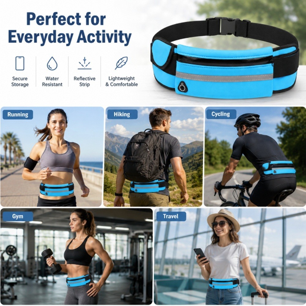 Adjustable Running Belt Water Resistant Waist Pack Fanny Bag Men Women Phone