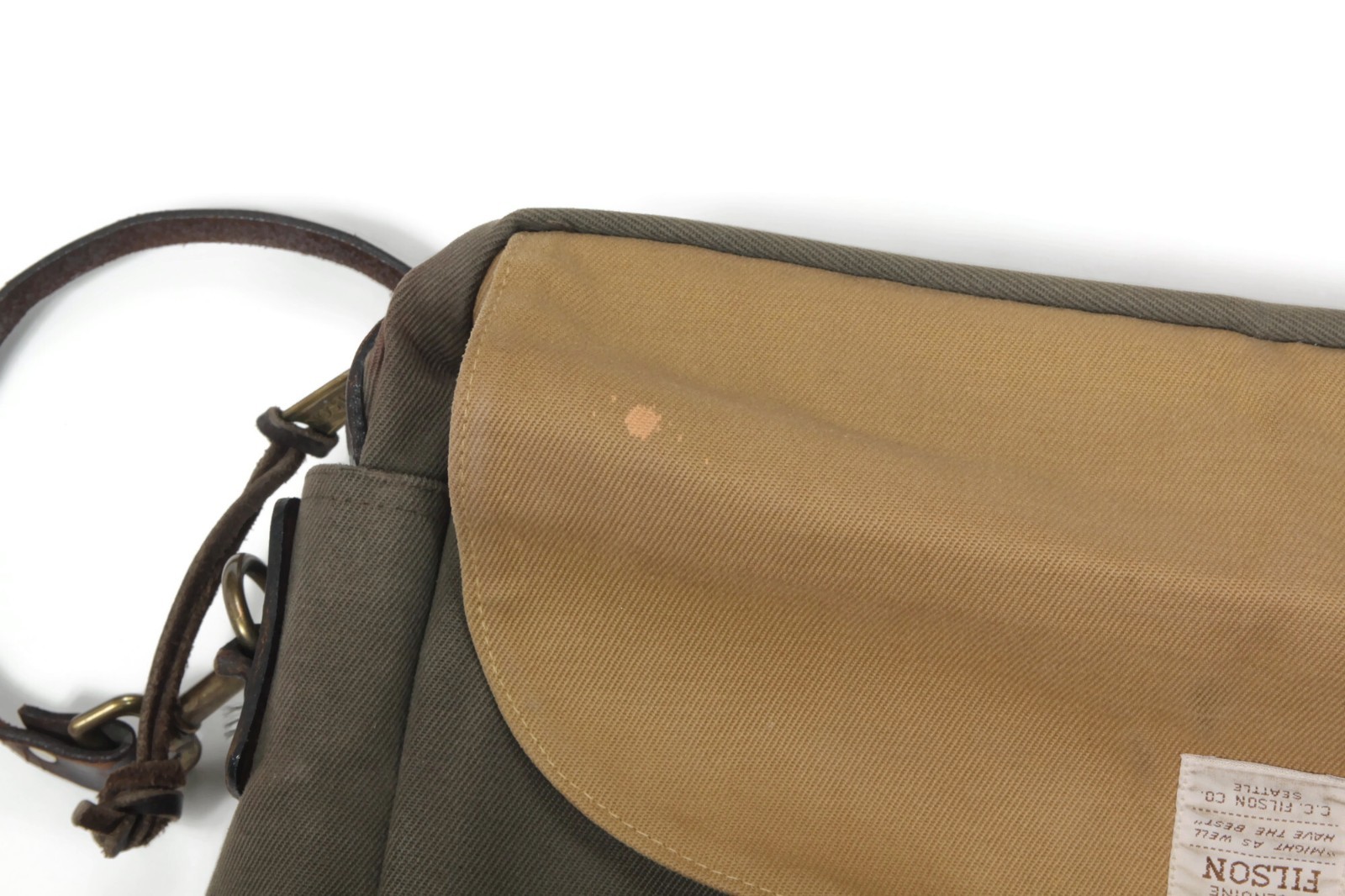Filson Rugged Twill Original Briefcase Bag with Leather Strap Olive Green