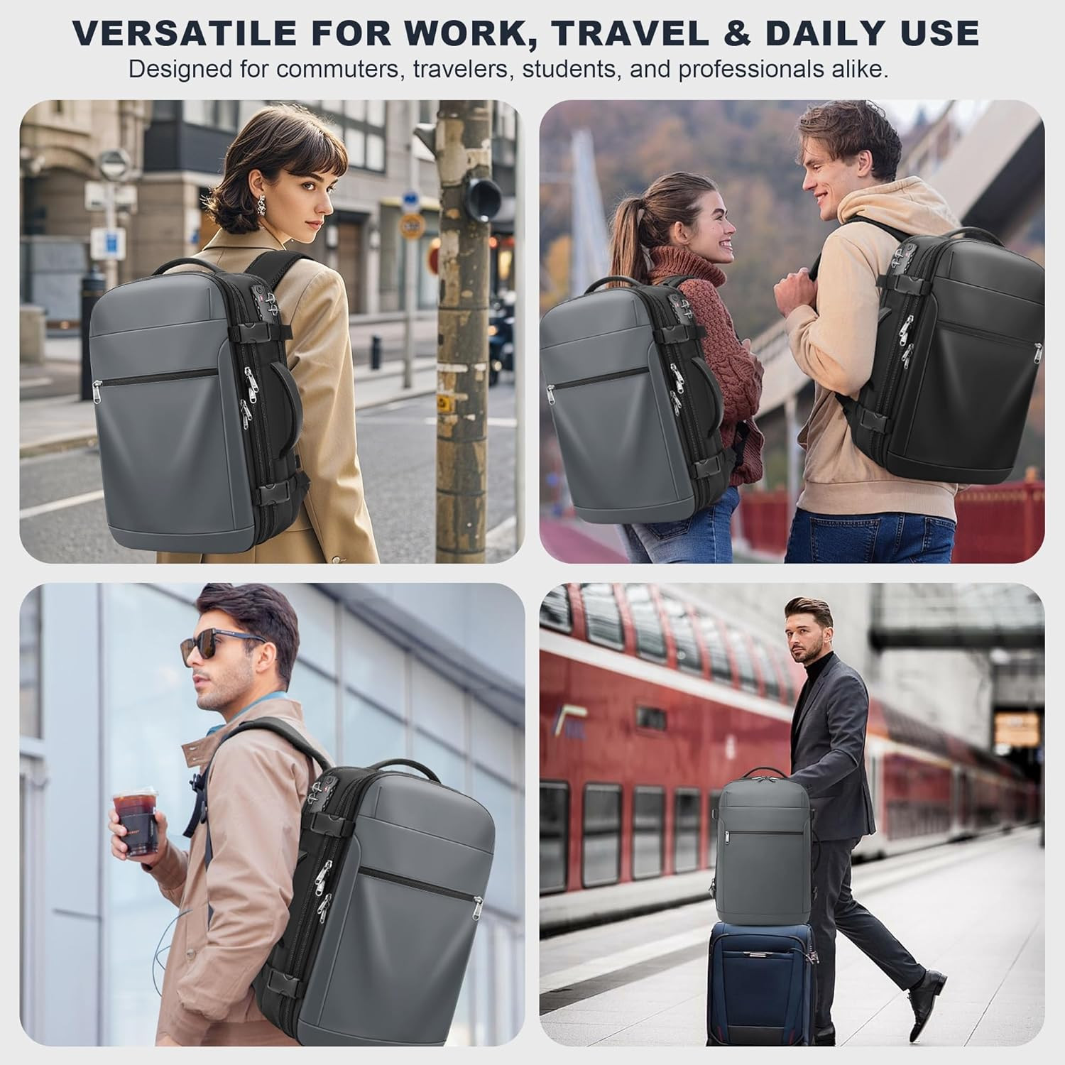 60L Expandable Water-Resistant Vacuum Backpack with Pump & TSA Lock