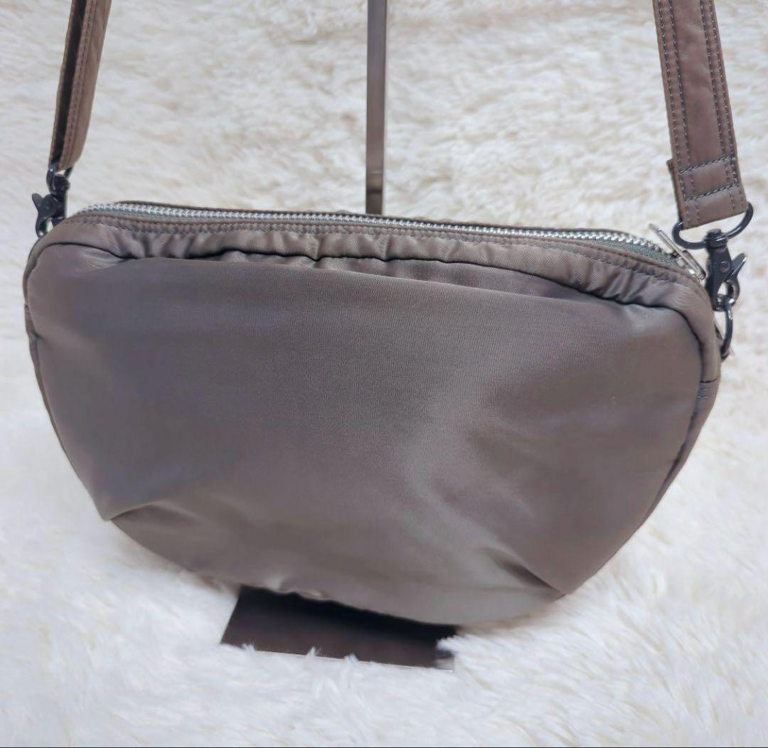 PORTER Tanker Oval Shoulder Bag Silver Gray Yoshida Japan Kaban Rare Used