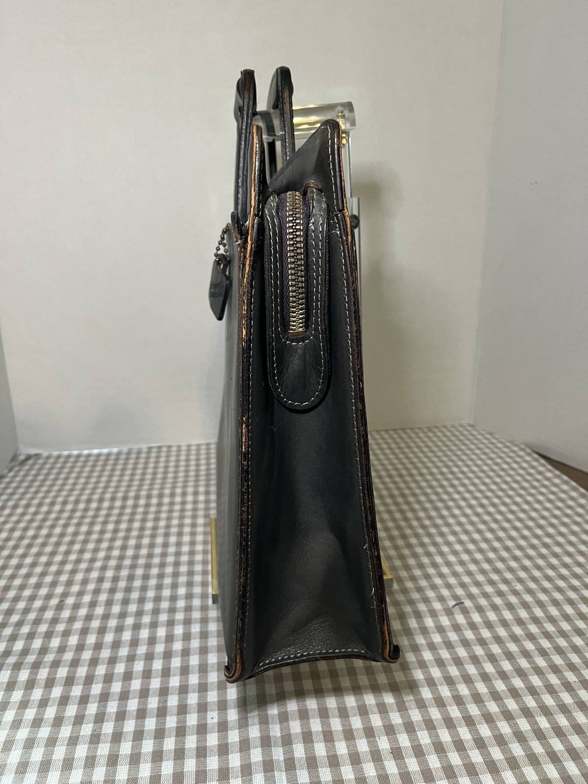 Vintage Schlesinger Brothers Black Leather Briefcase / Portfolio 1970’s-80’s