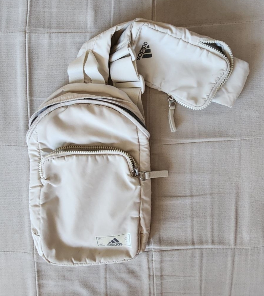 Adidas Essentials 2 Sling Crossbody Bag / Off-white / Zippered Pockets