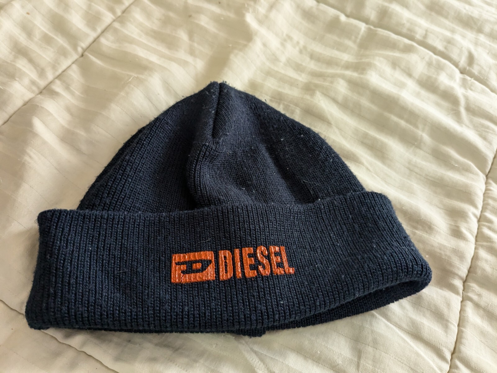 Vintage Diesel Blue Backpack And Blue Knit Diesel Beanie