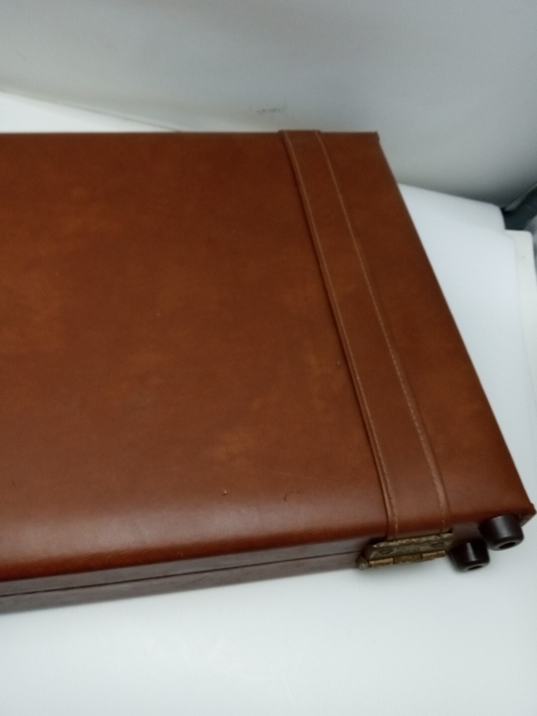 Vintage Stebco Business Briefcase Brown Leather Made In Spain Missing Handle