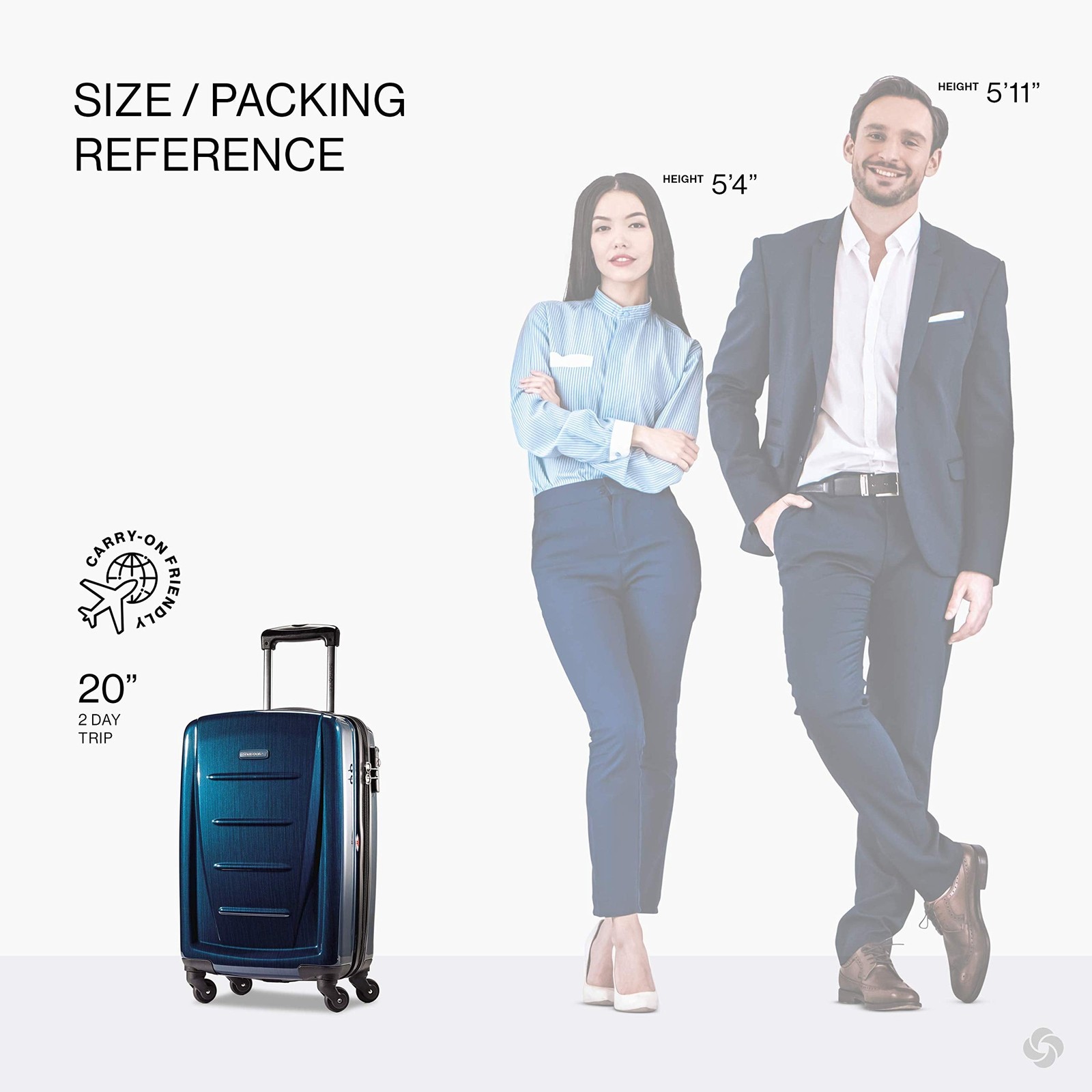 Samsonite Winfield 2 Hardside Luggage Deep Blue Carry On 20 Inch U14
