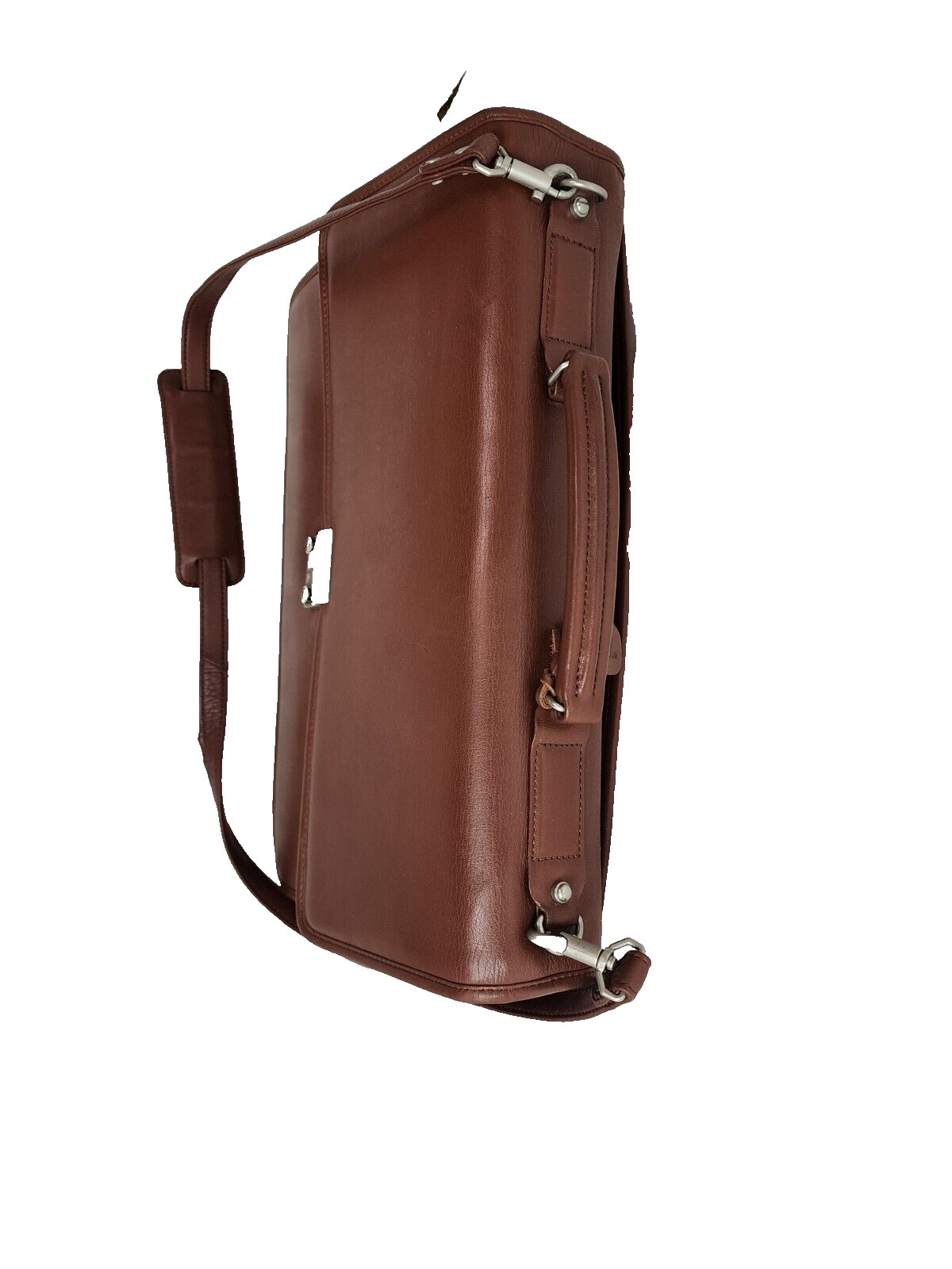 DeBon Saddle River Collection Leather Briefcase Messenger Bag With Number Lock