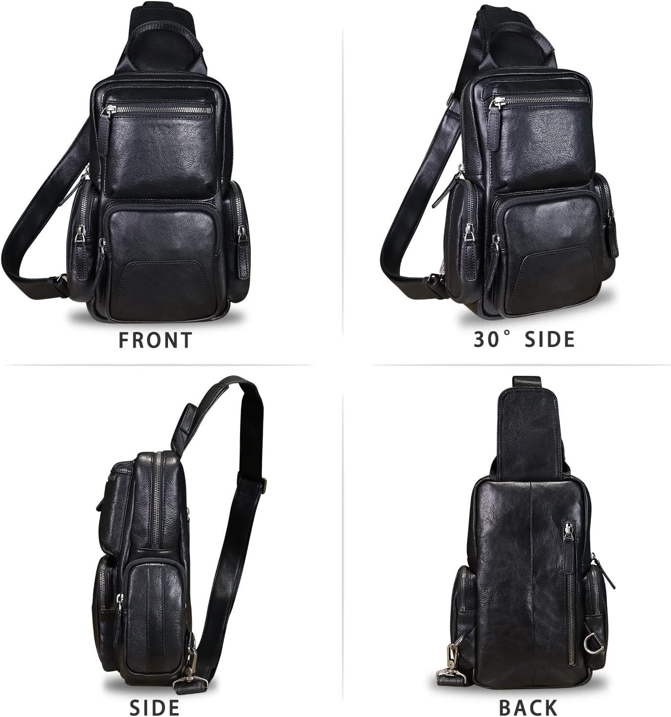 Genuine Leather Sling Bag Crossbody Casual Hiking Daypack Vintage Handmade Chest