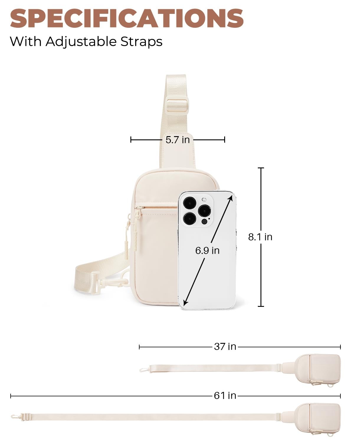 CHOLISS Small Sling Bag for Women and Men, Crossbody Bags Small, A02 Ivory