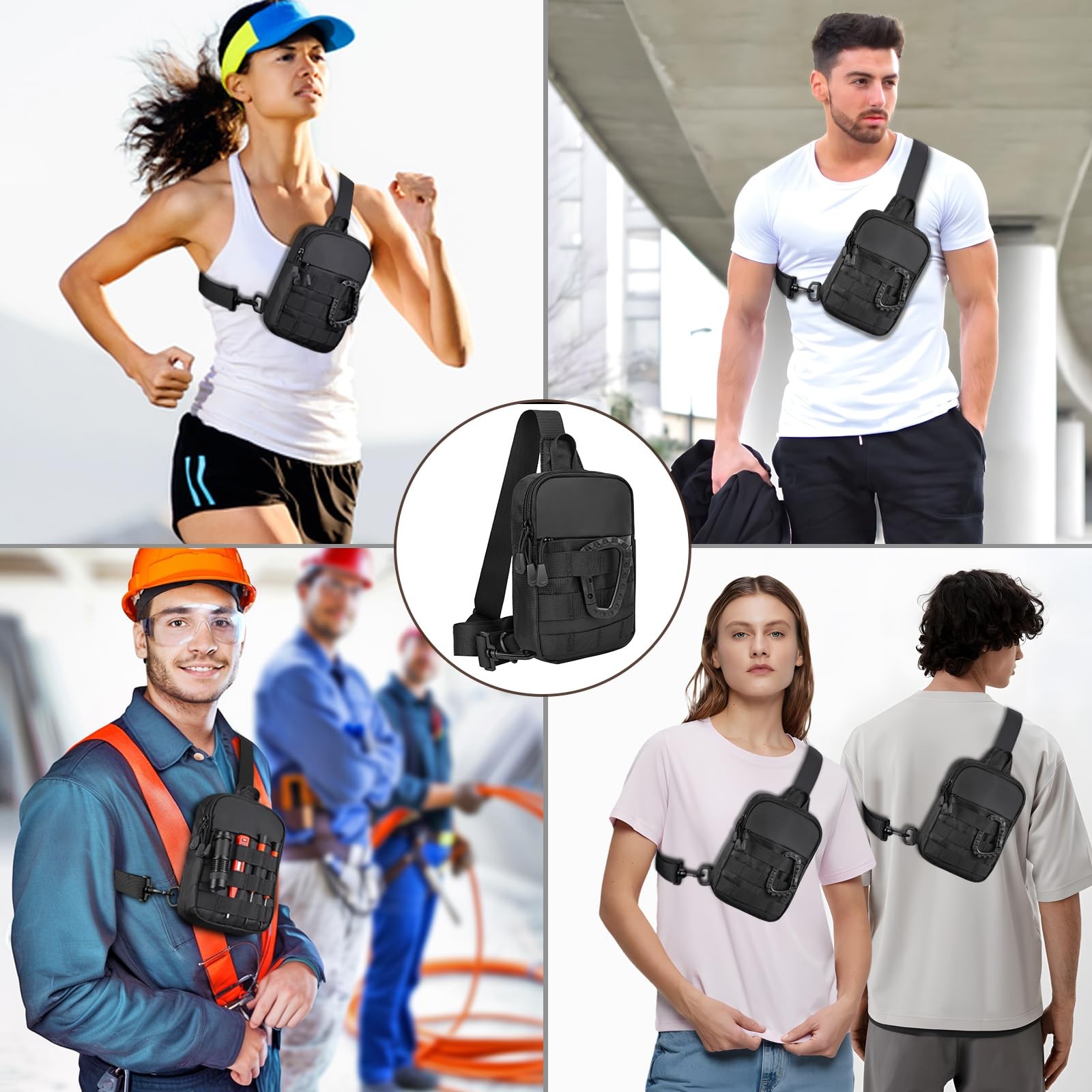 DEYACE Small Sling Bag for Men, Tactical 5.9″L x 1.2″W x 8.7″H, Black