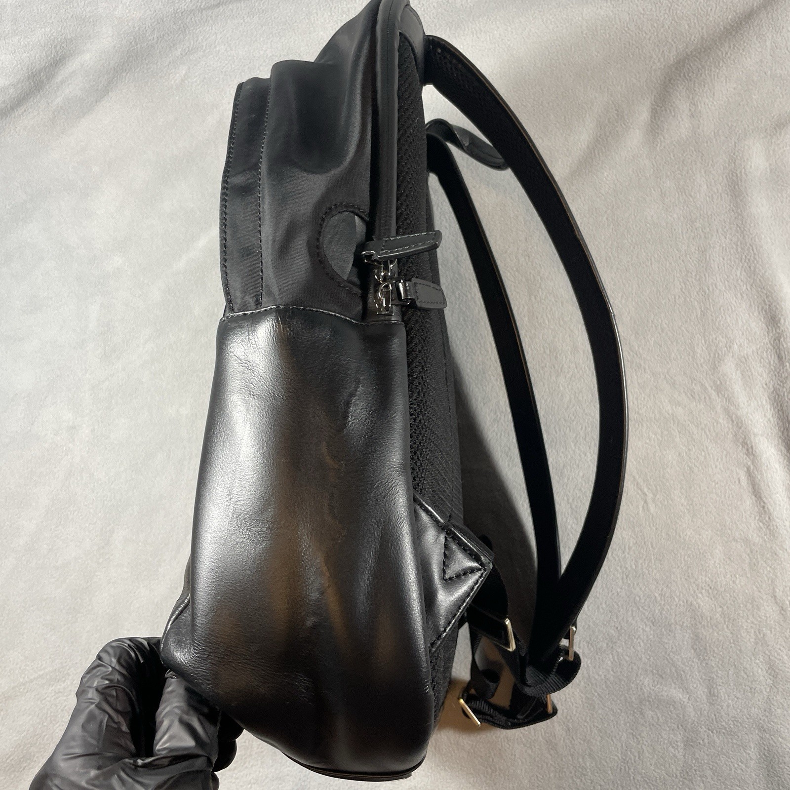ISM Classic Luxury Backpack Leather Laptop Travel Commute Black Preowned