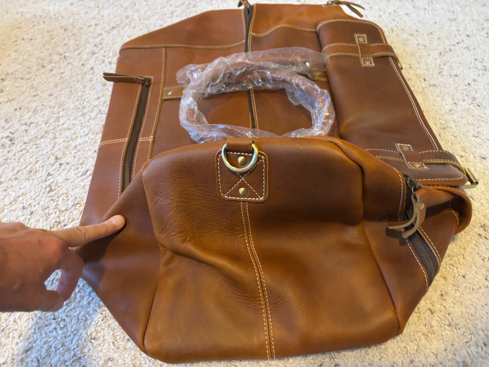 Komal Leather Duffel Bag Large Brown Overnight Travel Weekender Carry On