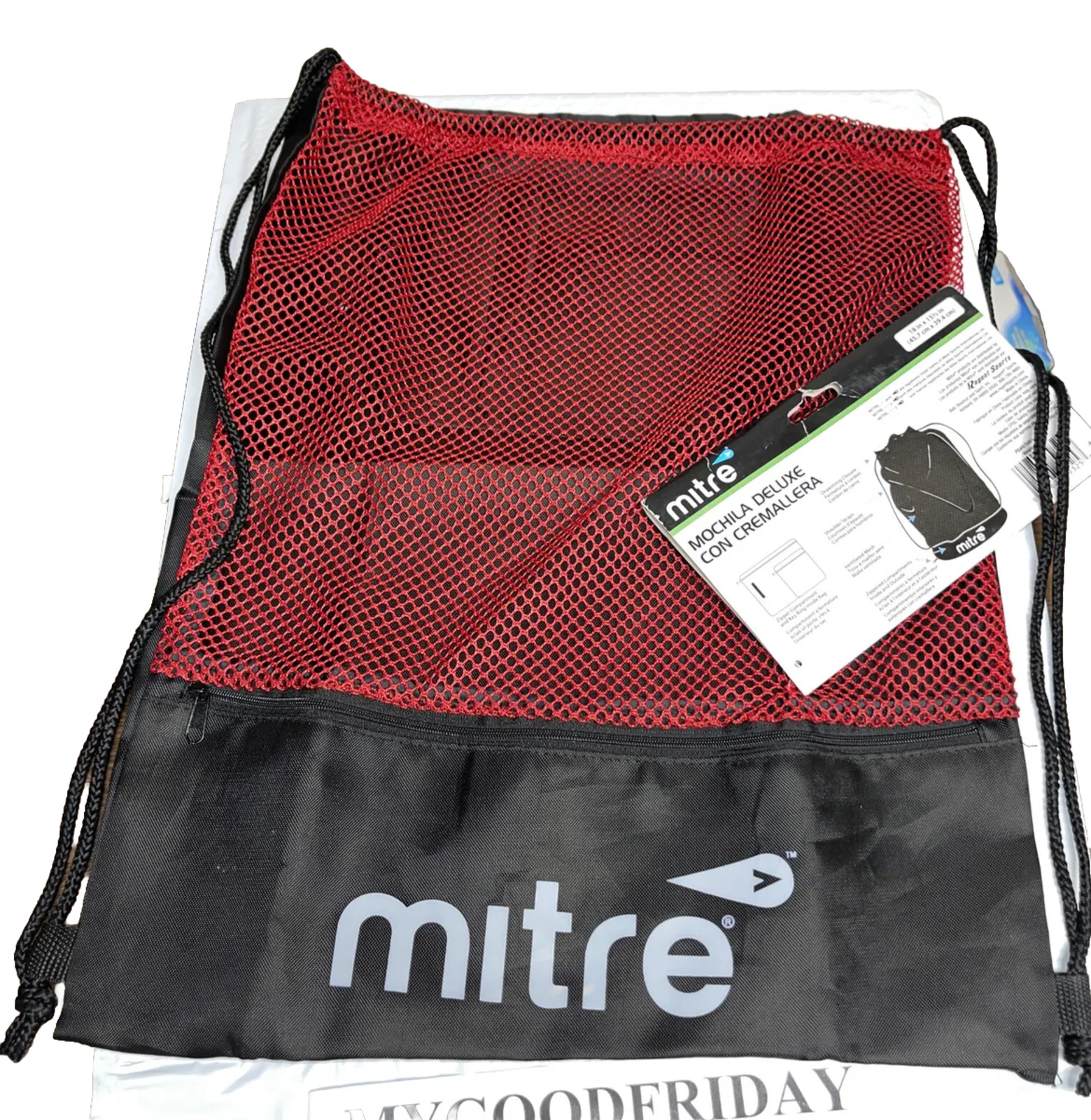 Mitre Mesh 18” Back Pack Unique Sack Bag,Key RingHook+ 3 Zippers 18in X 15.5 In