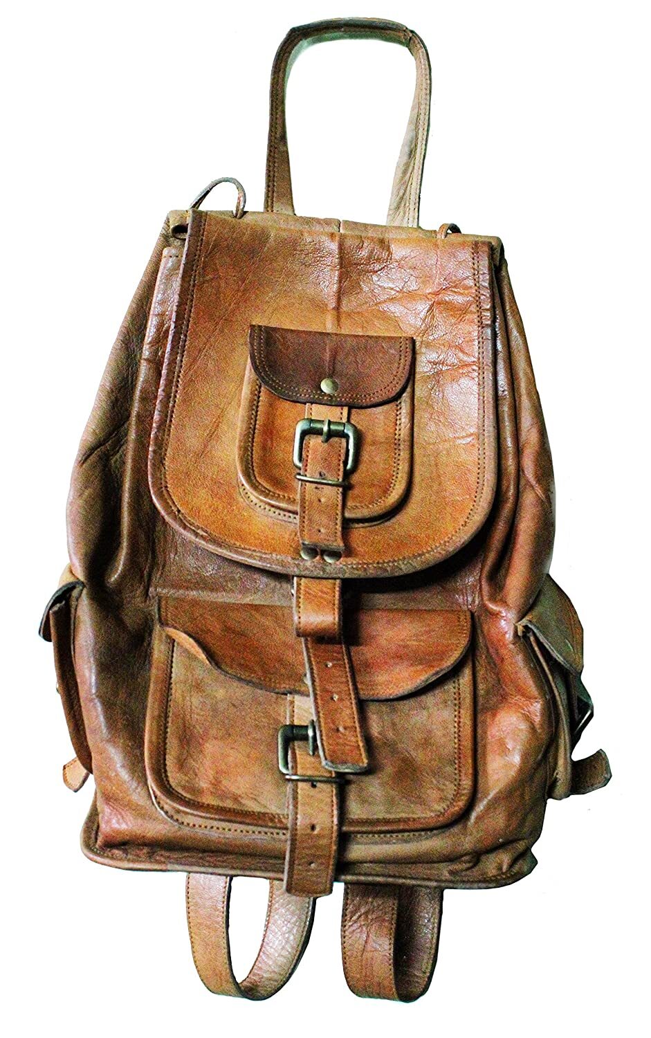 20″ Luxury Leather Backpack Bag Laptop Rucksack Vintage Genuine Travel Men
