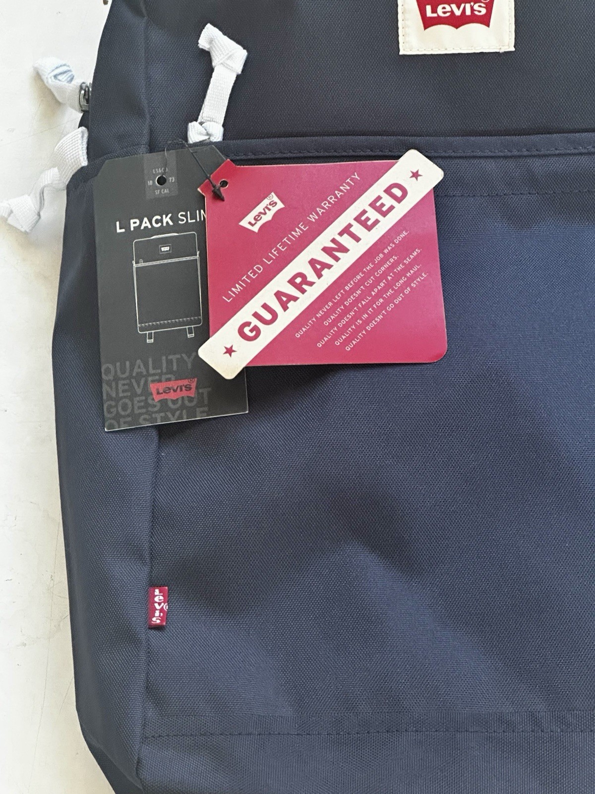Levis Backpack L Pack Slim Navy Blue Zipper Pockets 22 Liter NWT
