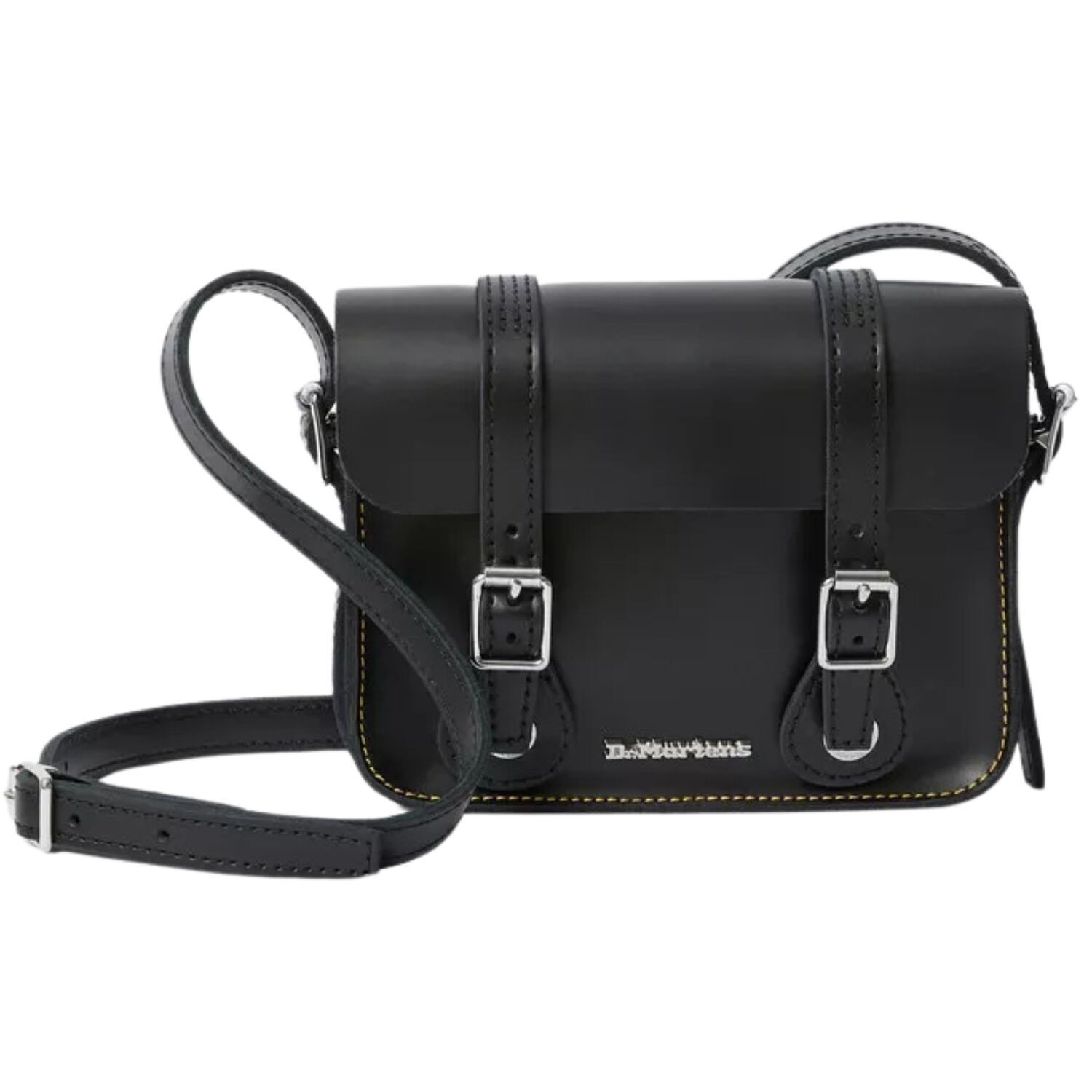 Dr. Martens 7 Inch Satchel Bag Leather Shoulder Crossbody Magnetic Buckle in Bla