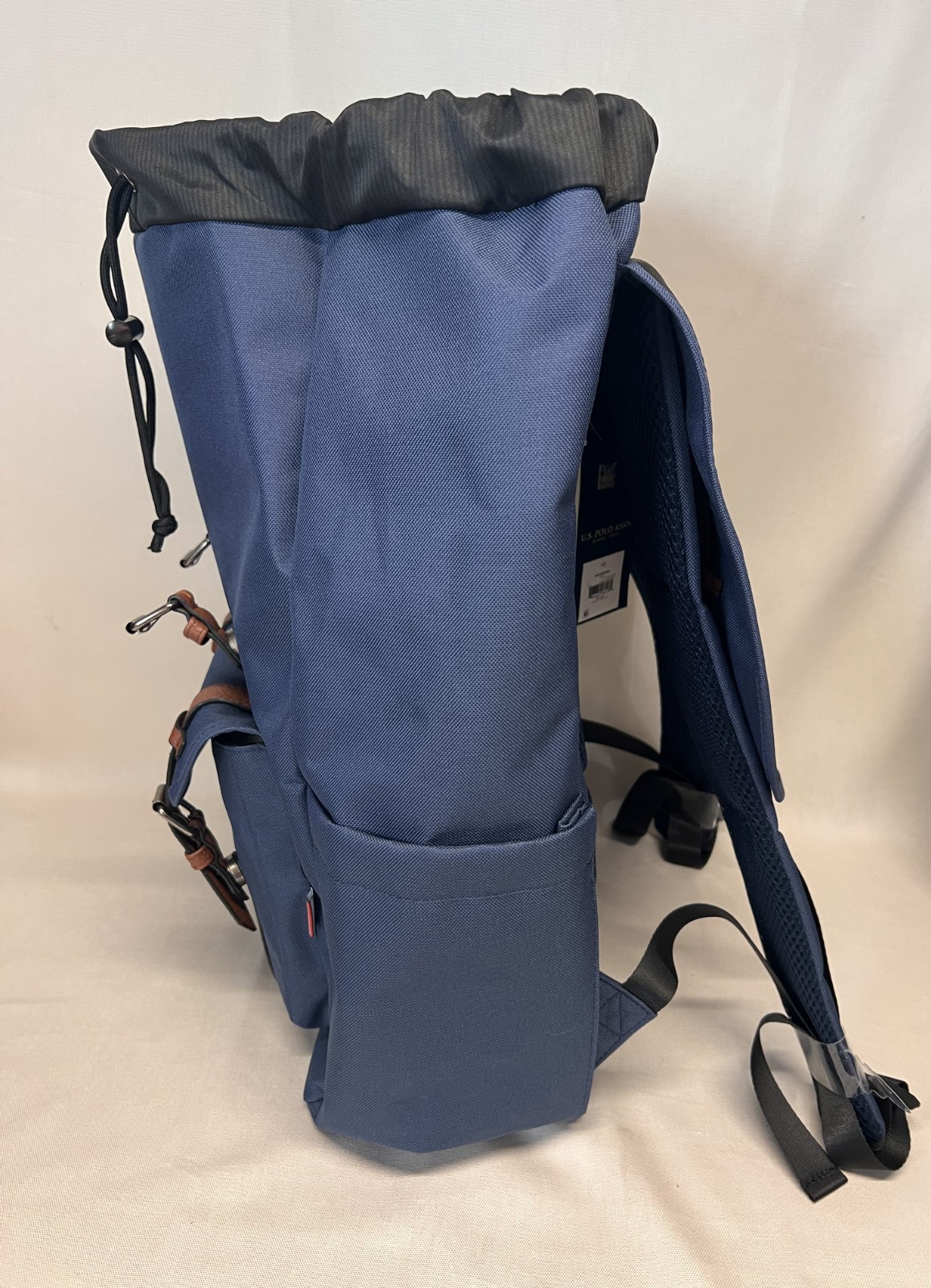 U.S. POLO ASSN. Unisex Top Loader Flap Backpack Navy Blue Water Resistant Travel